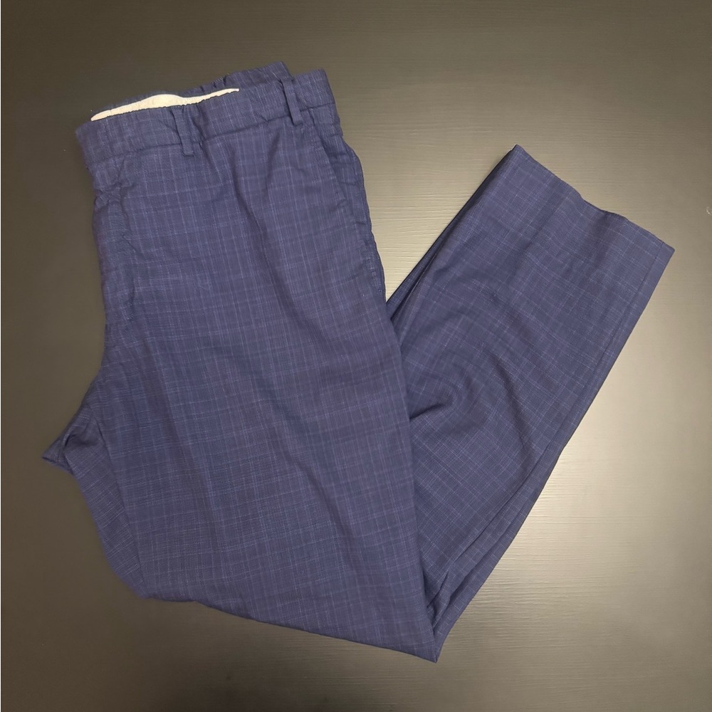 Canali Men's Navy Blue Checkered Pants 100% Wool 36 x 52 - Picture 5 of 7